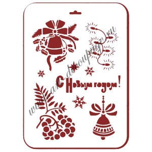 Трафарет Event Design новогодний NGP017 "Новогодние элементы", 31х21 см Трафарет Event Design новогодний NGP017 "Новогодние элементы", 31х21 см